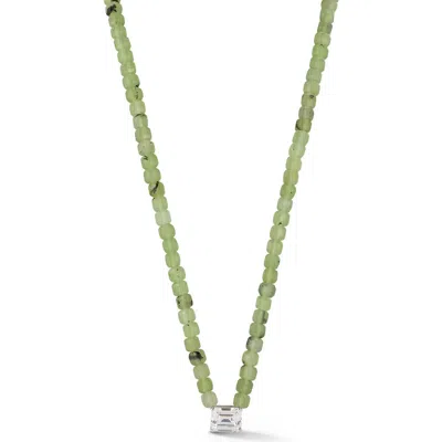 Sphera Milano Peridot Beaded Cubic Zirconia Pendant Necklace In Silver