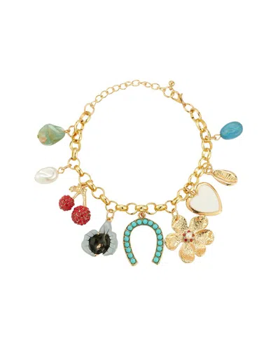 Sphera Milano Plated 14.5mm Pearl Cz Bracelet In Gold