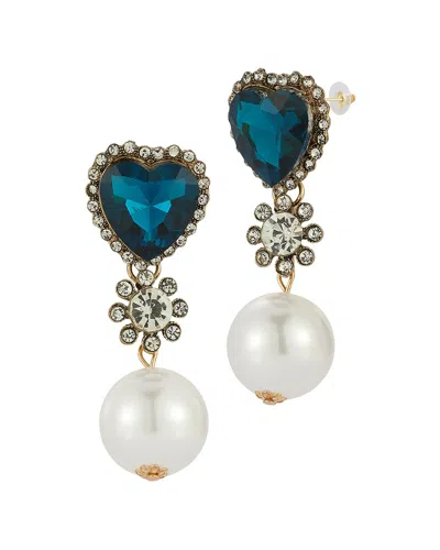 Sphera Milano Plated 19.5mm Pearl Cz Earrings In Metallic