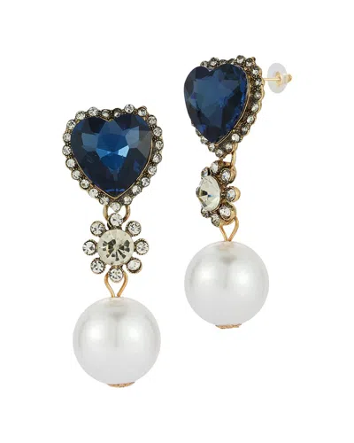 Sphera Milano Plated 19.5mm Pearl Cz Earrings In Metallic