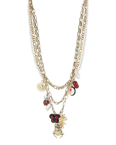 Sphera Milano Plated 5.5mm, 15mm, 18mm Pearl Cz Necklace In Gold