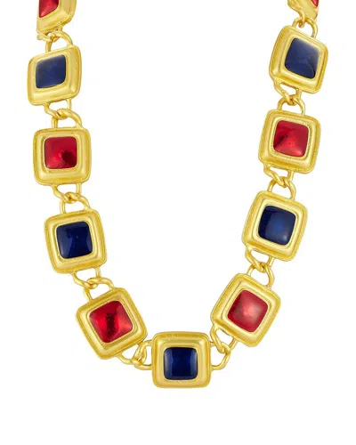 Sphera Milano Plated Bold Square Crystal Collar Necklace