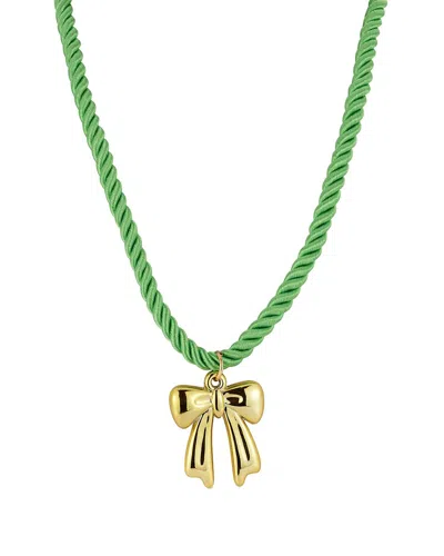 Sphera Milano Plated Bow Pendant Collar Necklace In Gold