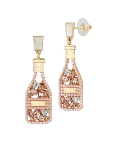 Sphera Milano Plated Champagne Bottle Earrings In Gold