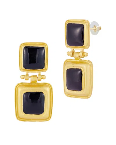 SPHERA MILANO SPHERA MILANO PLATED DOUBLE SQUARE EARRINGS