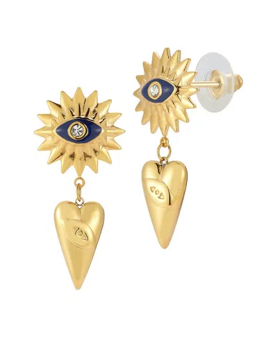 SPHERA MILANO SPHERA MILANO PLATED EVIL EYE EARRINGS