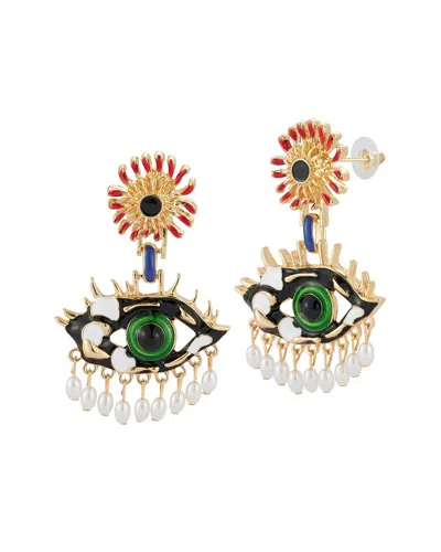 SPHERA MILANO SPHERA MILANO PLATED EVIL EYE EARRINGS