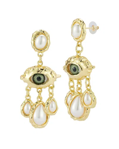 SPHERA MILANO SPHERA MILANO PLATED EVIL EYE EARRINGS