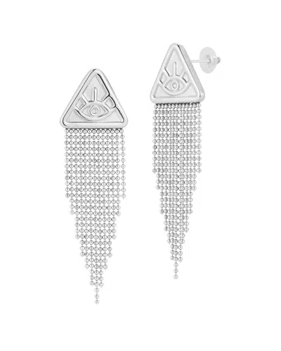 SPHERA MILANO SPHERA MILANO PLATED EVIL EYE FRINGE EARRINGS