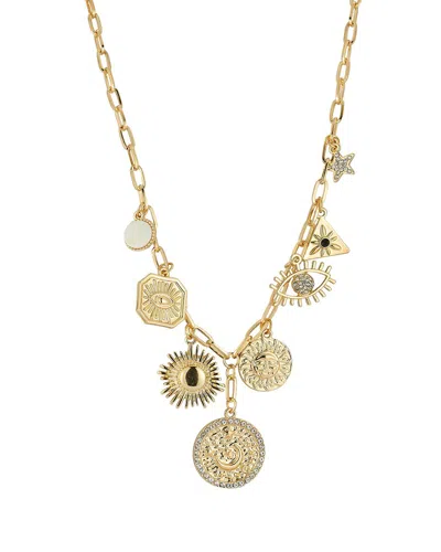 SPHERA MILANO SPHERA MILANO PLATED EVIL EYE MEDALLION CHARM NECKLACE