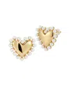 Sphera Milano Faux Pearl Heart Stud Earrings