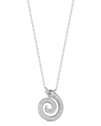 Sphera Milano Plated Silver Cz Necklace In Metallic