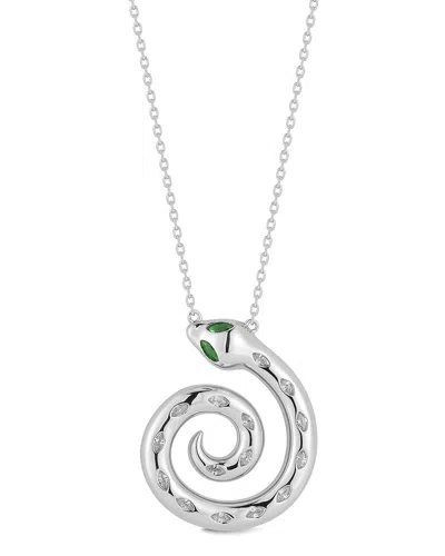Sphera Milano Plated Silver Cz Necklace In Metallic