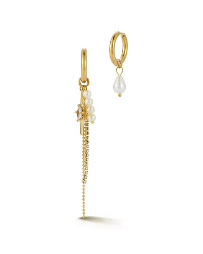 Sphera Milano Plated Stainless Steel Cz Earrings In Transparent