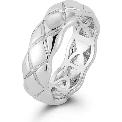 Sphera Milano Quilted Band Ring In Silver