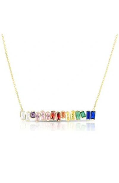 Sphera Milano Rainbow Bar Pendant Necklace In Gold
