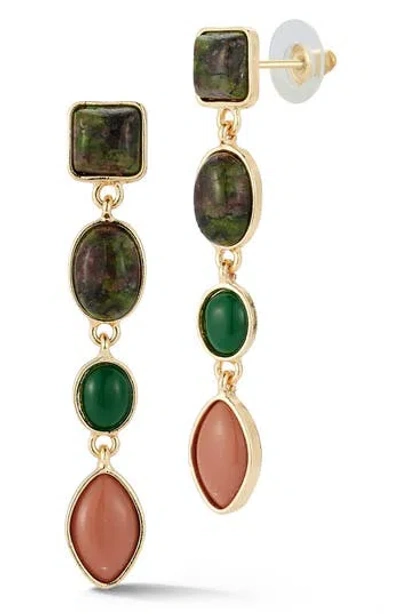Sphera Milano Resin Cabochon Drop Earrings In Green