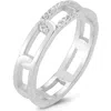 Sphera Milano Rhodium Plated Cz Chain Link Ring In Silver