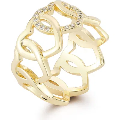 Sphera Milano Rhodium Plated Heart Band Ring In Gold