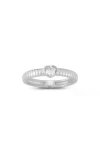 Sphera Milano Rhodium Plated Heart Shape Cz Ring In Silver