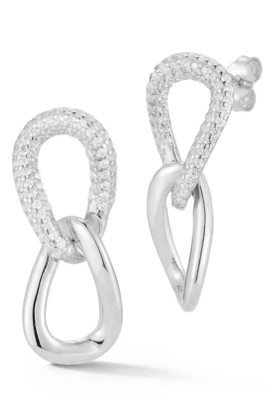 Sphera Milano Rhodium Plated Sterling Silver Pavé Cz Drop Earrings