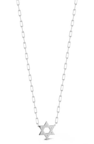 Sphera Milano Rhodium Plated Sterling Silver Star Of David Pendant Necklace