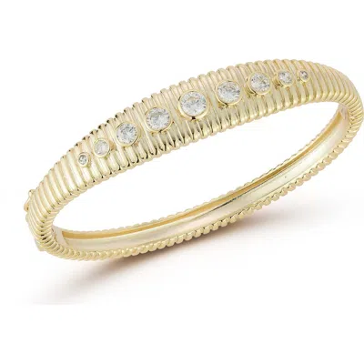 Sphera Milano Ribbed Cubic Zirconia Bangle In Gold