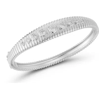 Sphera Milano Ribbed Cubic Zirconia Bangle In Gray
