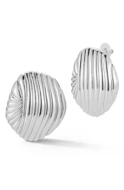Sphera Milano Ribbed Statement Stud Earrings In Silver