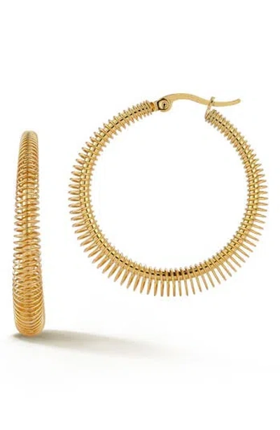 Sphera Milano Ribbed Wire Hoop Earrings In Gold