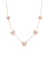 Sphera Milano Rose Gold Plated Graduated Butterfly Charm Necklace