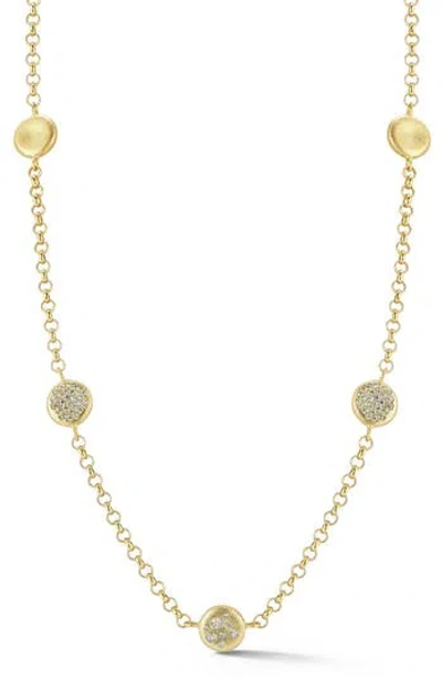 Sphera Milano Satin Button Station Necklace In Gold