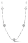 Sphera Milano Satin Button Station Necklace In Silver