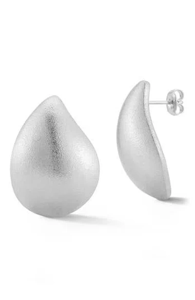 Sphera Milano Satin Wave Stud Earrings In Silver