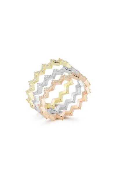 Sphera Milano Set Of 3 Mixed Metal Cz Pavé Stackable Rings In Gold