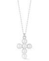 Sphera Milano Silver 5mmmm Pearl Cross Pendant Necklace