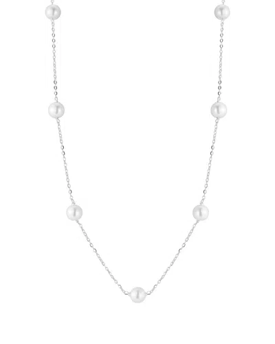 Sphera Milano Silver 6mm Pearl Station Choker Necklace In Metallic