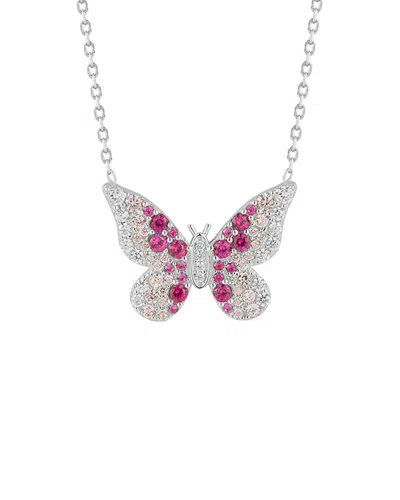 Sphera Milano Silver Cz Butterfly Necklace In Metallic