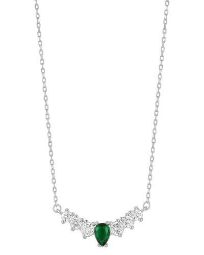 Sphera Milano Silver Cz Curved Bar Necklace