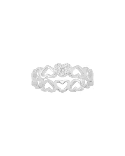 Sphera Milano Silver Cz Heart Band Ring In Metallic