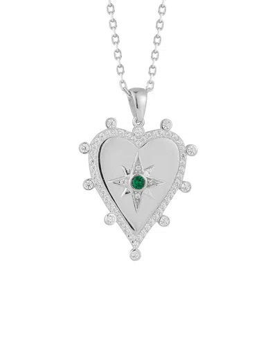 Sphera Milano Silver Cz Heart Pendant Necklace In Metallic