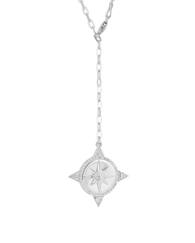 Sphera Milano Silver Cz Lariat Necklace In Metallic