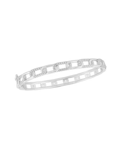 Sphera Milano Silver Cz Link Bangle Bracelet In Metallic