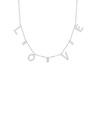 Sphera Milano Silver Cz Love Charm Necklace In Metallic