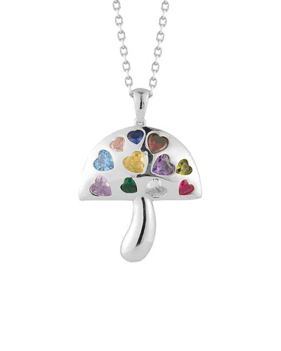 Sphera Milano Silver Cz Mushroom Pendant Necklace In Metallic