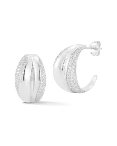 Sphera Milano Silver Cz Pave Concave Hoops