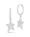 Sphera Milano Silver Cz Star Charm Huggies Earrings