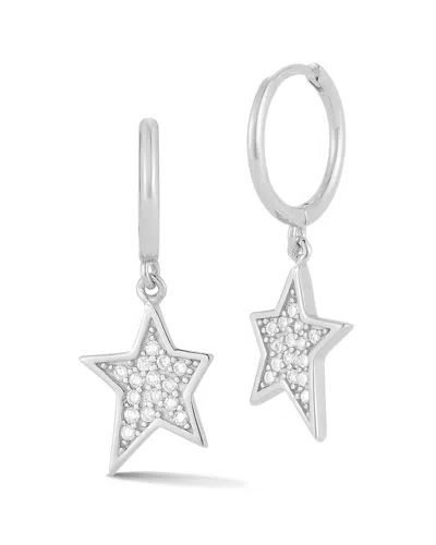 Sphera Milano Silver Cz Star Charm Huggies Earrings