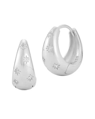 Sphera Milano Silver Cz Star Hoops In Metallic