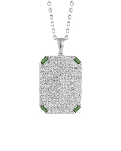 Sphera Milano Silver Cz Tag Pendant Necklace In Metallic
